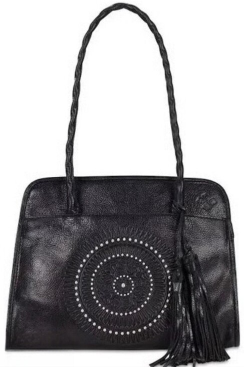 Patricia Nash Handbags - PATRICIA NASH Paris Tooled Italian Leather Tassel Satchel Bag in Black, NWT